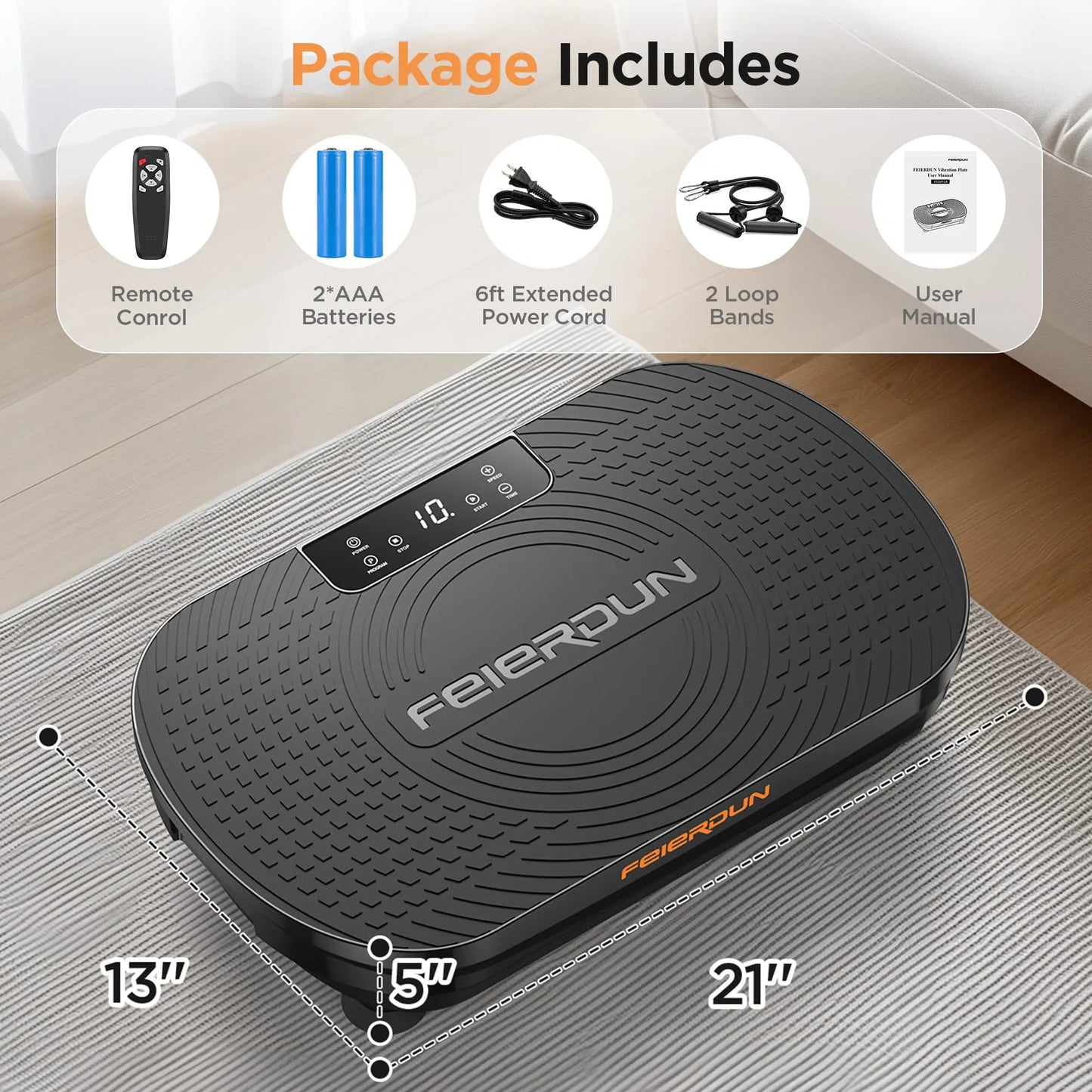 【FLYBIRD & Feierdun】Vibration Plate Exercise Machine - Home Exercise Equipment, 330/340 Lbs Capacity Lymphatic Drainage Product with LED Touch Screen, Remote Control, 2 Resistance Bands for Home Gym Fitness #Tiktokshopholidayhaul #Springstatements,Summerw